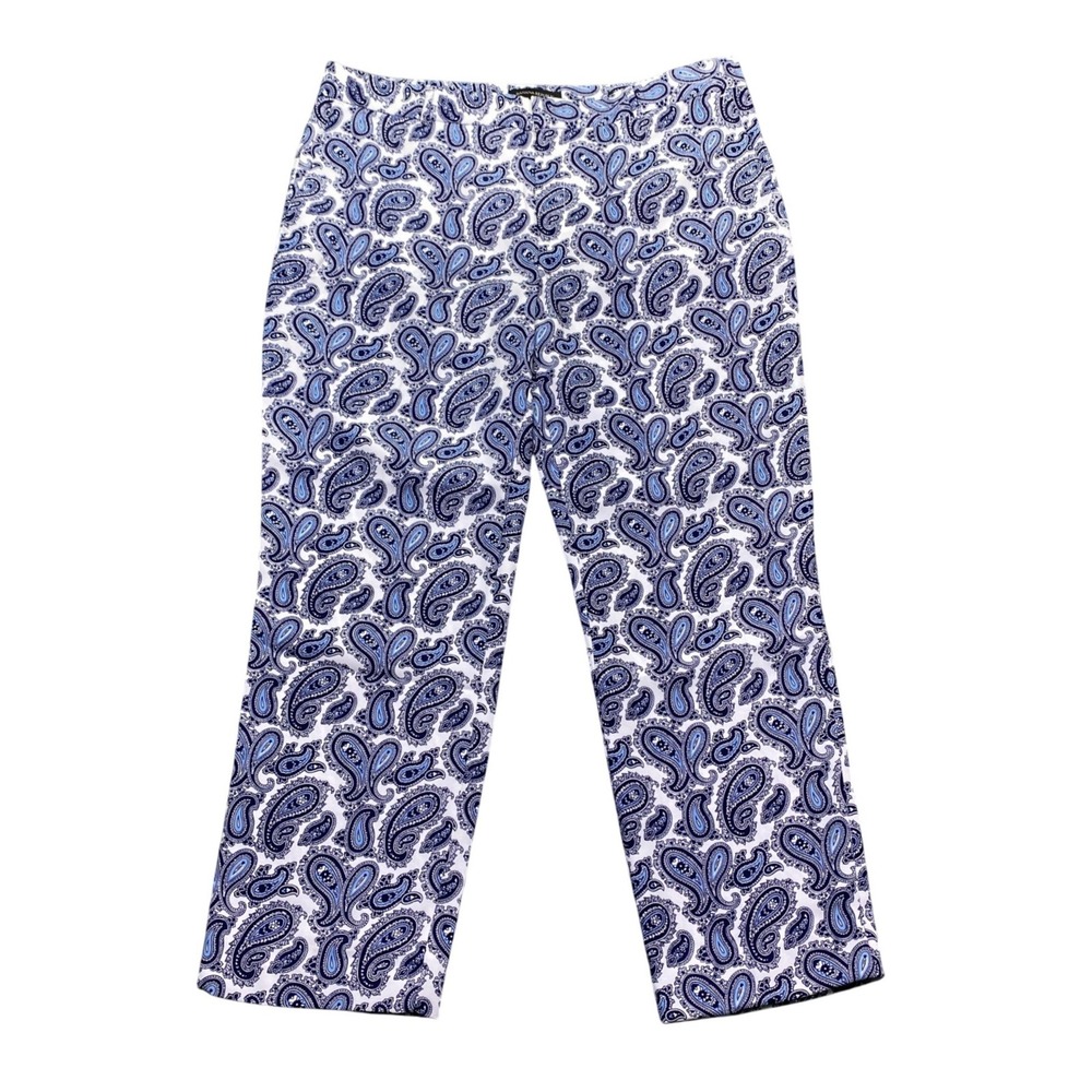 Banana Republic Avery Pants Womens‎ 12 Blue White Paisley Ankle Tapered Boho